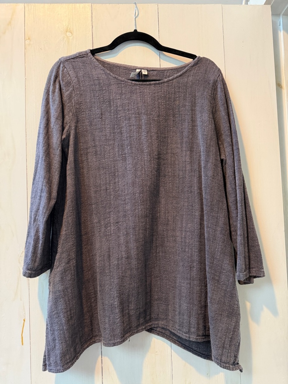 Relaxed Long-Sleeve Tunic Top - Gray